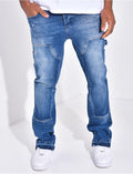 Jeans à empiècements contrastants
