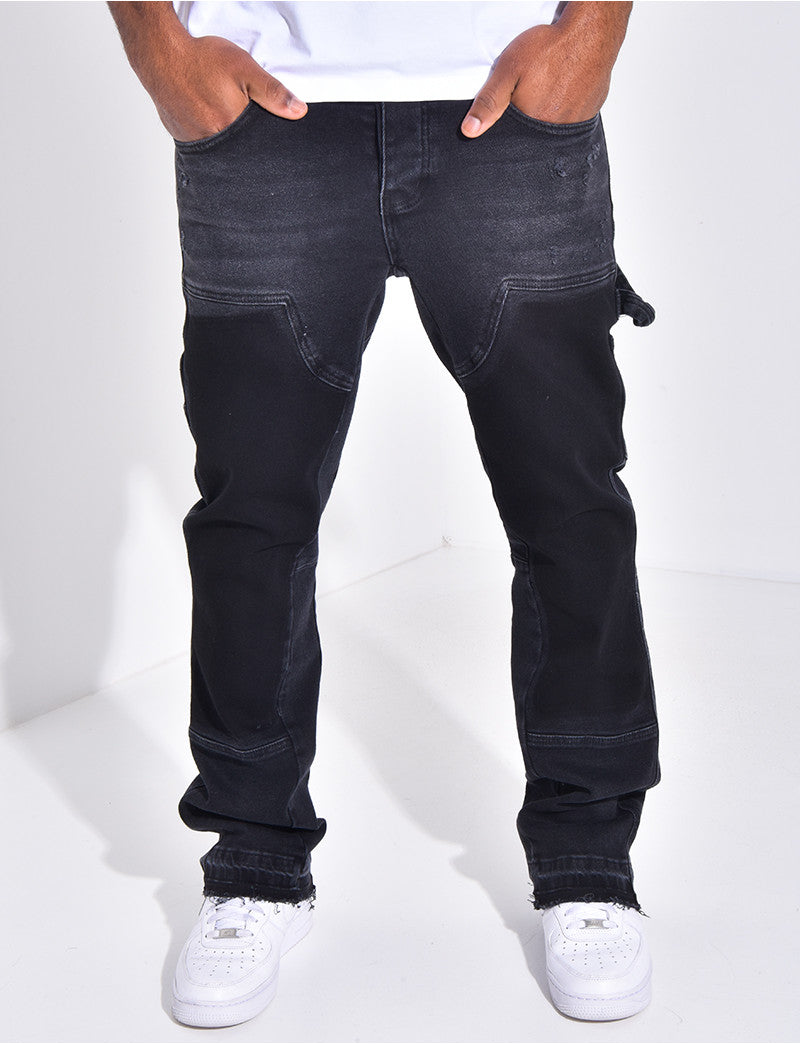 Jeans à empiècements contrastants