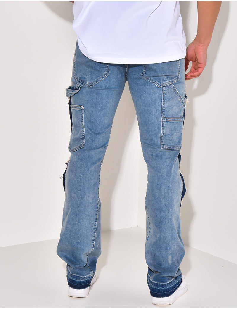 Jeans à empiècements et tâches de peinture