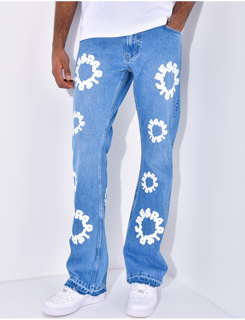 Jeans à fleurs "Riches Paris"