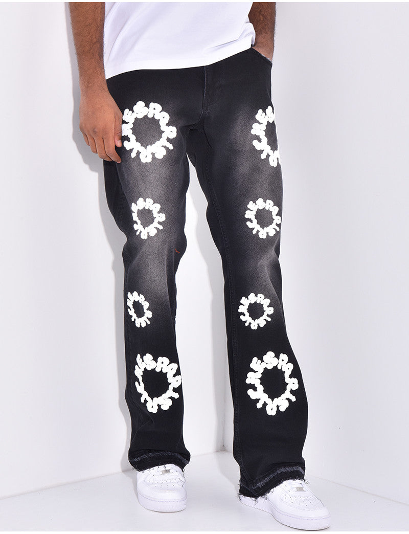 Jeans à fleurs "Riches Paris"