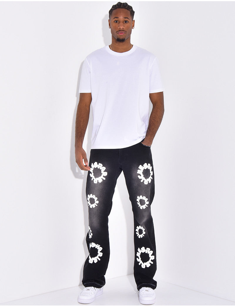 Jeans à fleurs "Riches Paris"