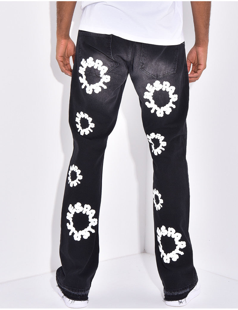 Jeans à fleurs "Riches Paris"