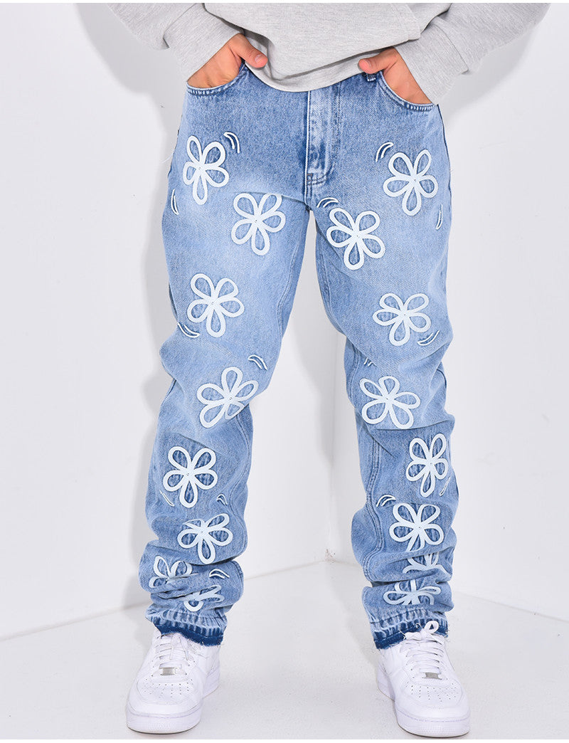 Jeans à fleurs