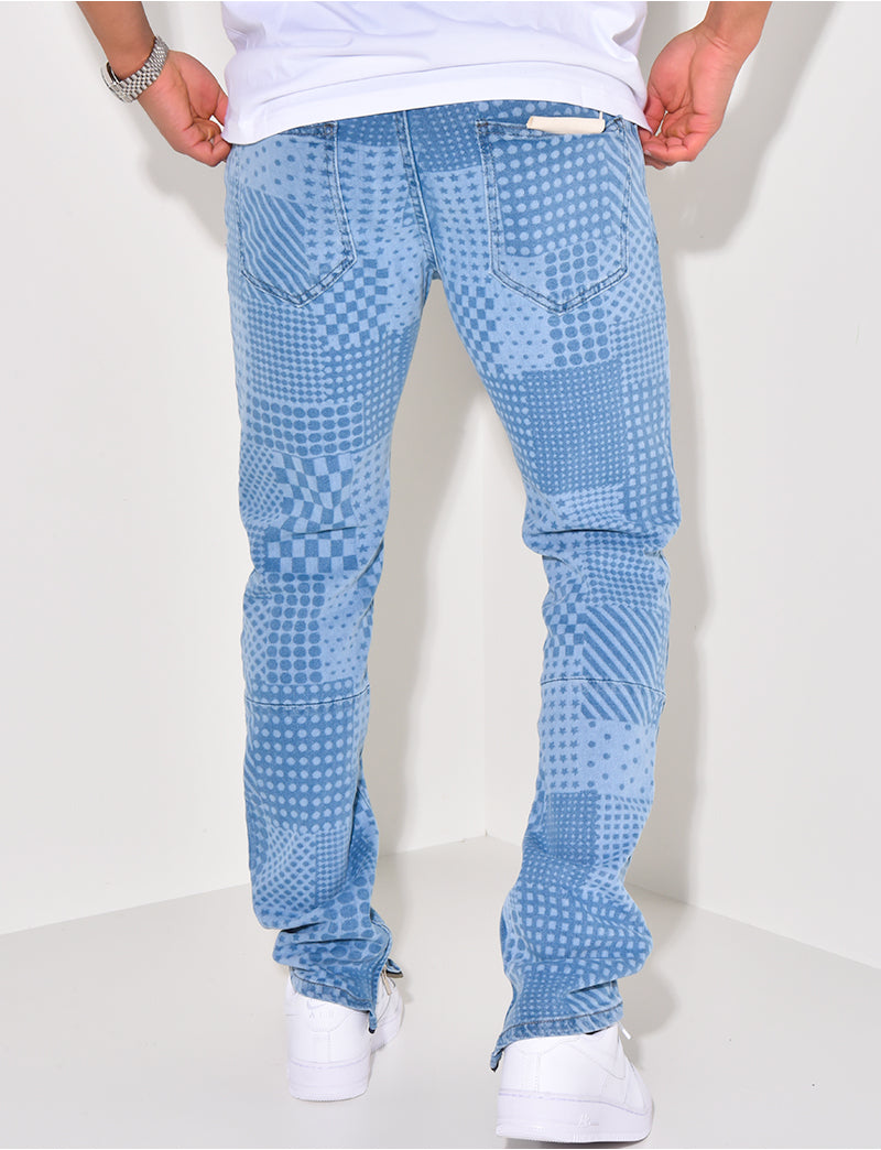 Jeans à motifs géométrique