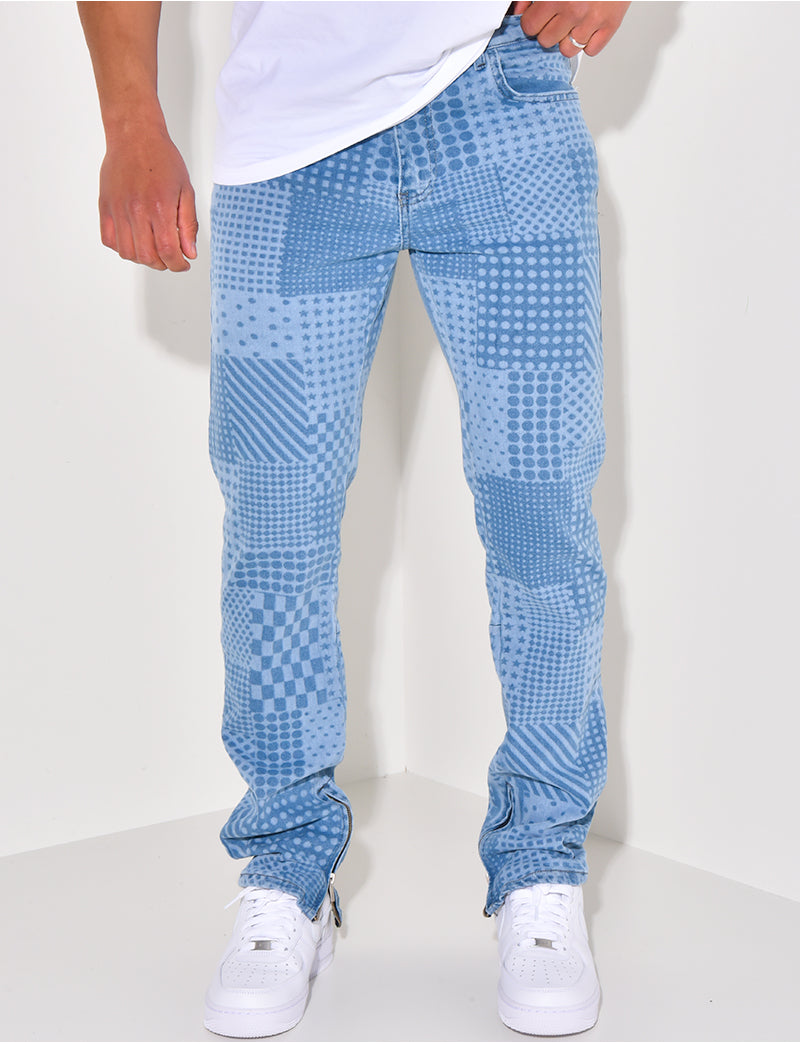 Jeans à motifs géométrique