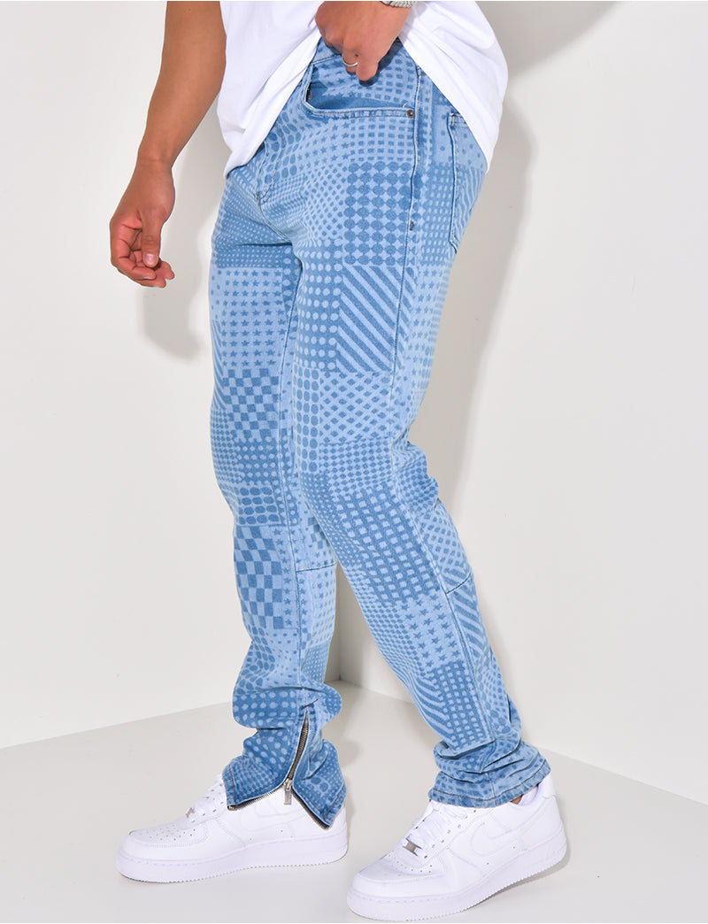 Jeans à motifs géométrique