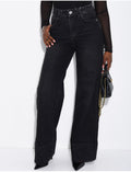 Jeans coupe large stretchy avec revers