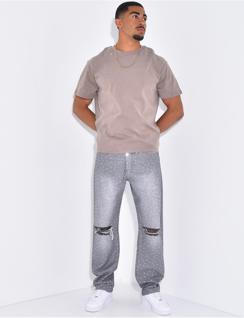 Jeans à strass homme