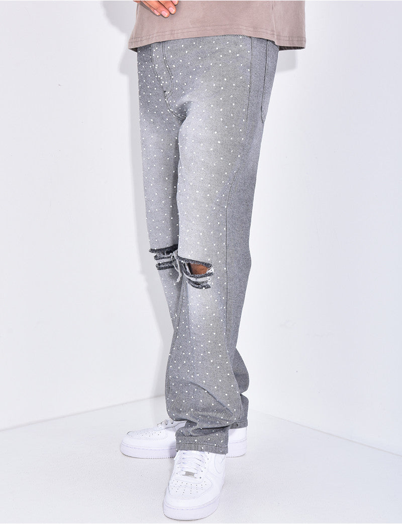 Jeans à strass homme