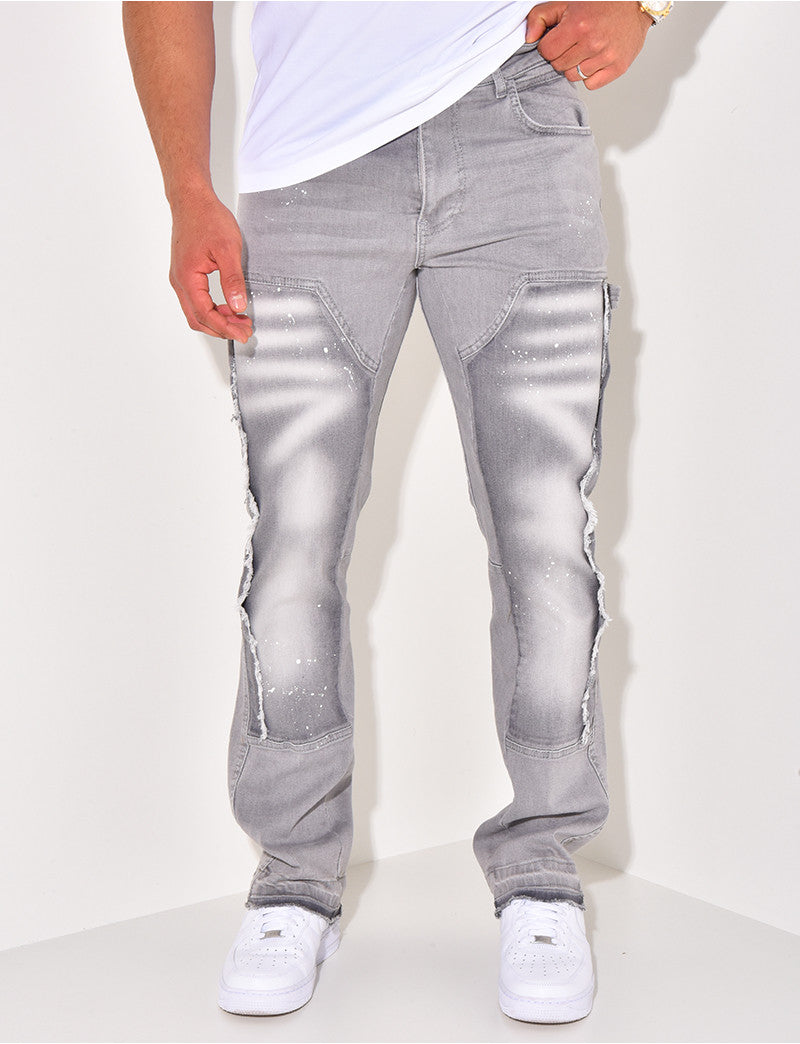 Jeans à tâches de peinture