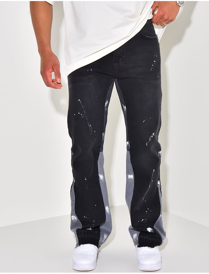 Jeans à tâches de peinture