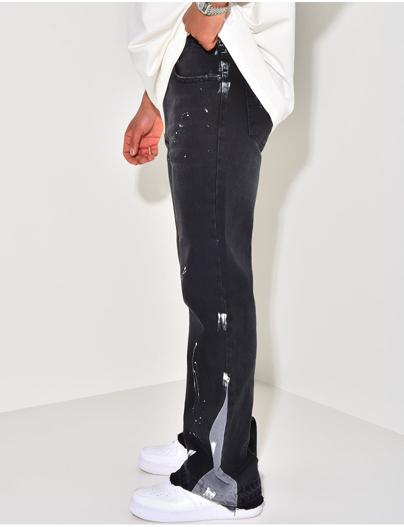 Jeans à tâches de peinture