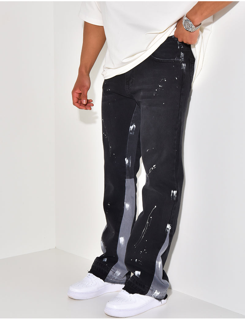 Jeans à tâches de peinture