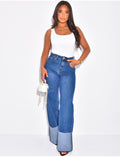 Jeans coupe large stretchy avec revers
