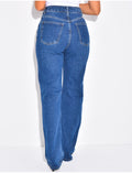 Jeans coupe droite stretchy à boutonnière croisée