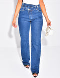 Jeans coupe droite stretchy à boutonnière croisée