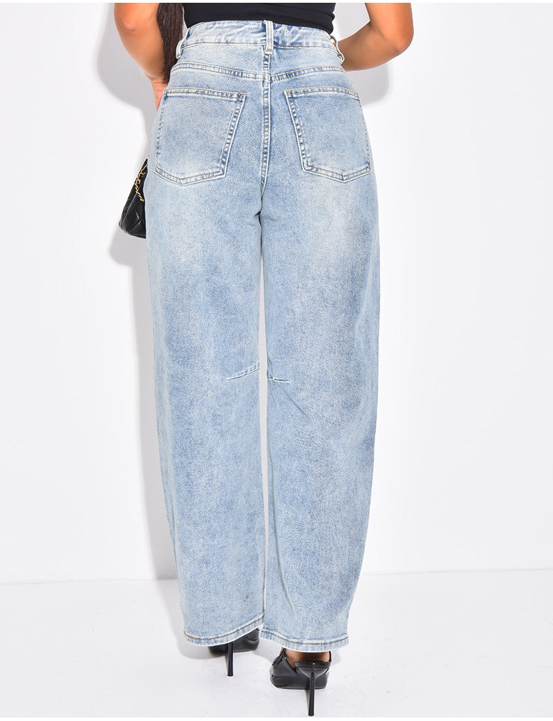 Jeans coupe ballon à taille mi haute