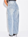 Jeans coupe ballon à taille mi haute