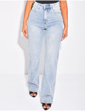 Jeans coupe droite bleu délavé stretchy