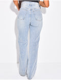 Jeans coupe droite bleu délavé stretchy