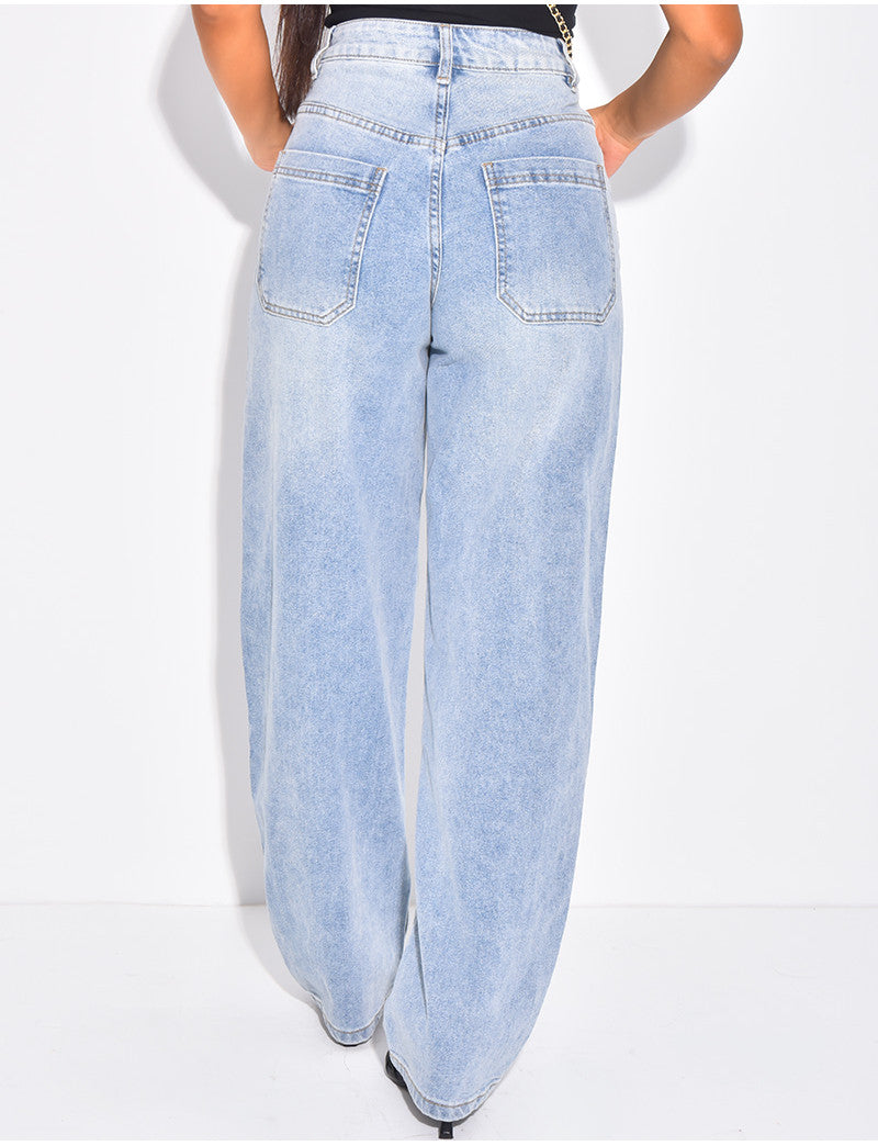 Jeans coupe ballon à taille mi haute