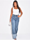 Jeans coupe large stretchy avec revers