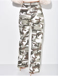 Jeans cargo coupe droite camouflage