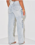 Jeans cargo à délavage vintage