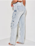 Jeans cargo à délavage vintage