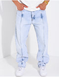Jeans coupe droite à couture contrastante
