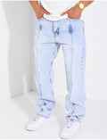 Jeans coupe droite à couture contrastante