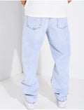 Jeans coupe droite à couture contrastante