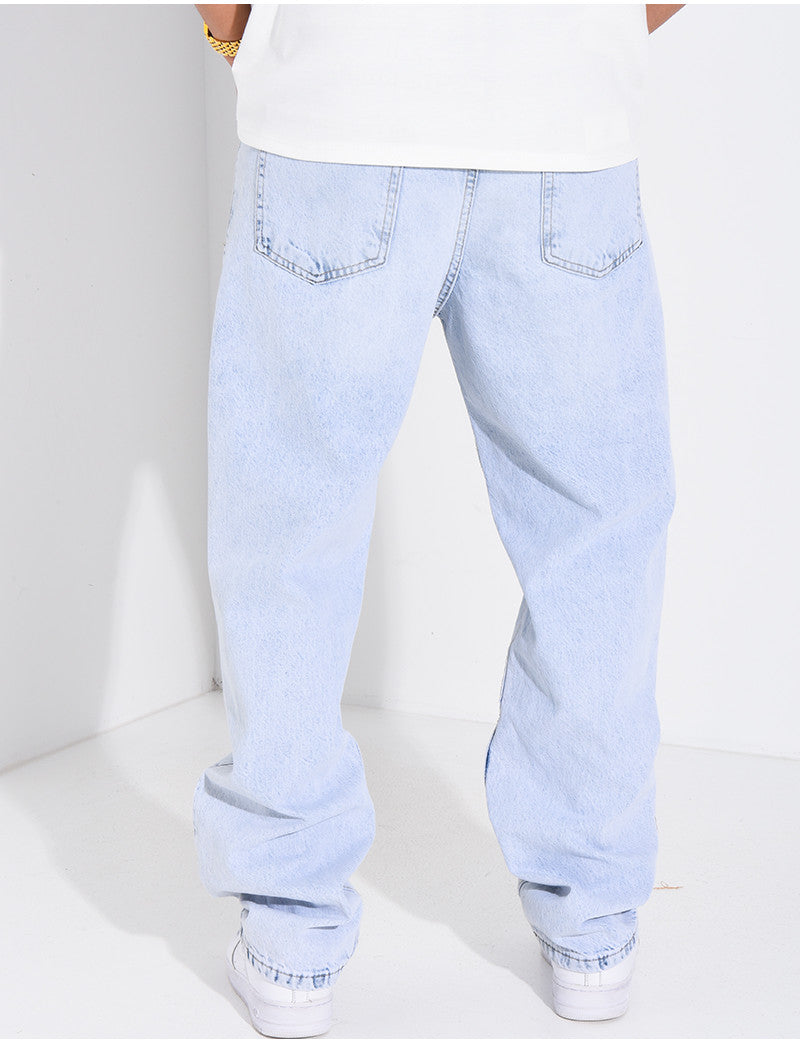 Jeans coupe droite à couture contrastante