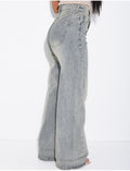 Jeans coupe droite à revers effet vintage