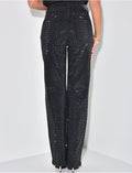 Jeans coupe droite noir à strass