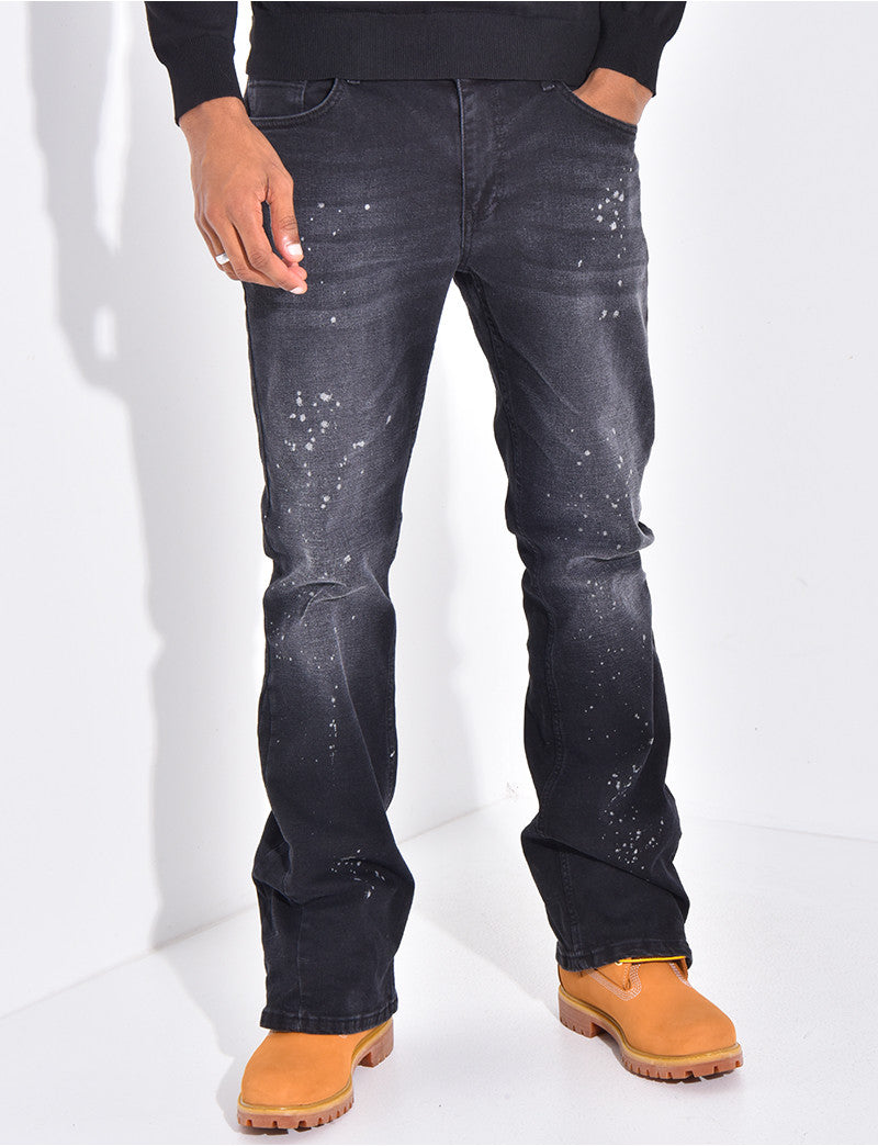 Jeans coupe droite à tâches de peinture