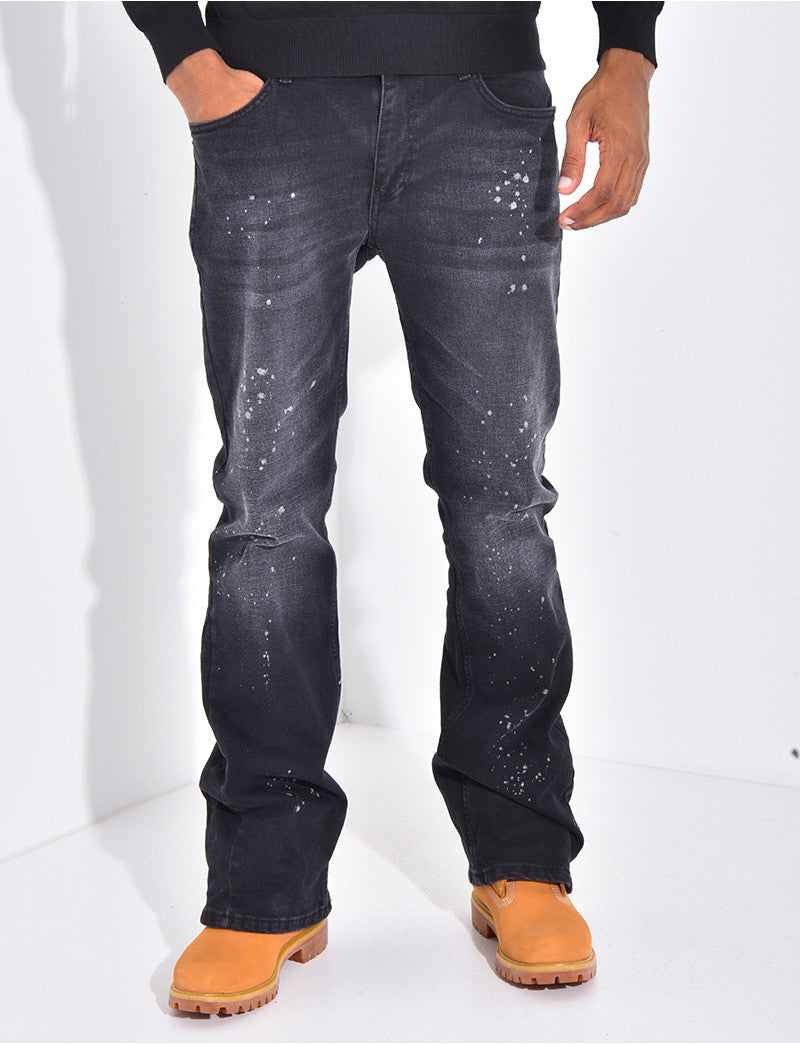 Jeans coupe droite à tâches de peinture