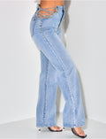 Jeans coupe droite avec chaînes