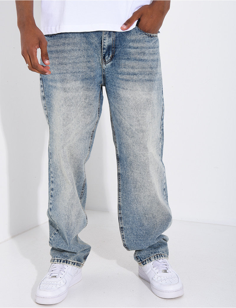 Jeans coupe droite délavé