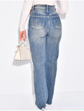 Jeans coupe droite délavé