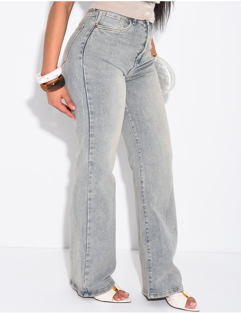 Jeans coupe droite taille haute stretchy