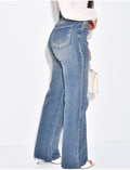 Jeans coupe droite délavé