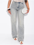 Jeans coupe droite taille haute stretchy