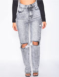 Jeans coupe droite destroy