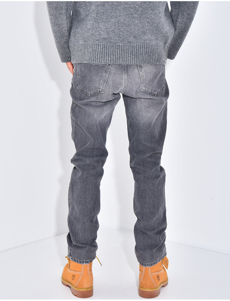 Jeans coupe droite destroy