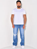 Jeans coupe droite destroy