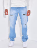 Jeans coupe droite destroy