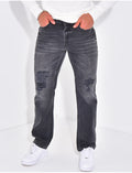 Jeans coupe droite destroy
