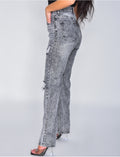 Jeans coupe droite destroy